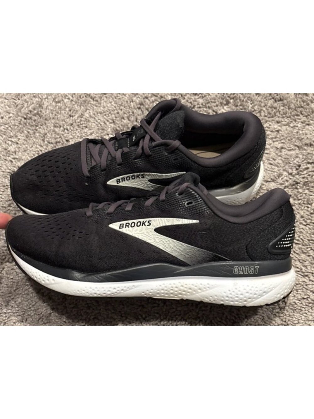 Nice! Brooks Ghost 16 Mens Shoes Black/Grey/White Size 11 Wide 2E 1104182E090